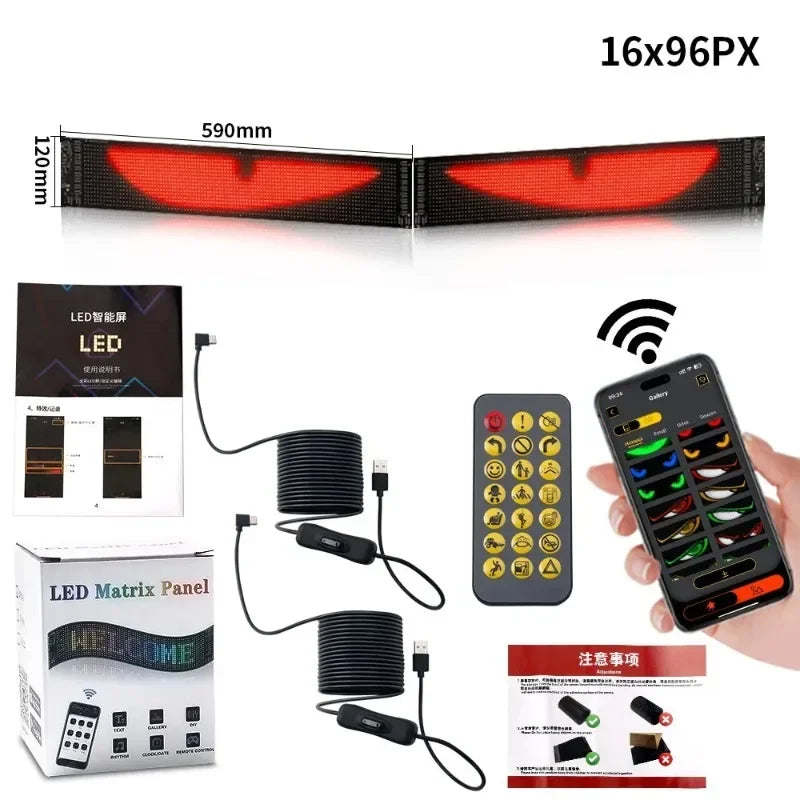LED panel sign with app control and DIY programming. Two-piece matrix display. No physical remote — all from your phone.