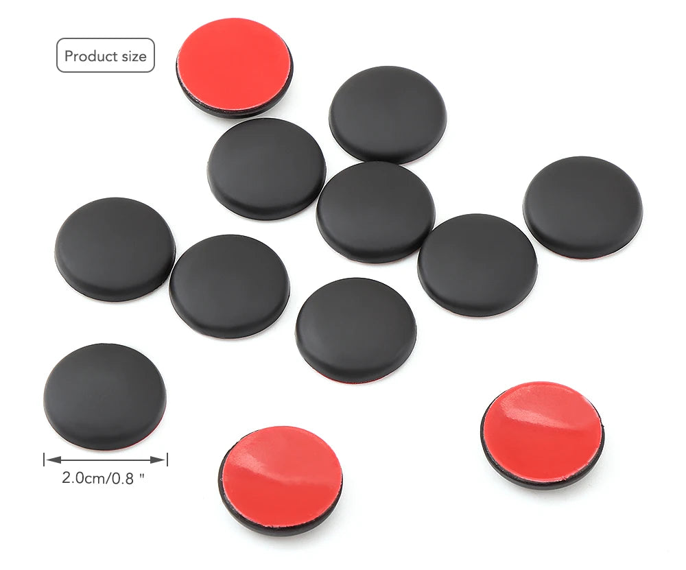 Twelve piece set of round plastic screw covers for various car models including BMW, VW, and Skoda.