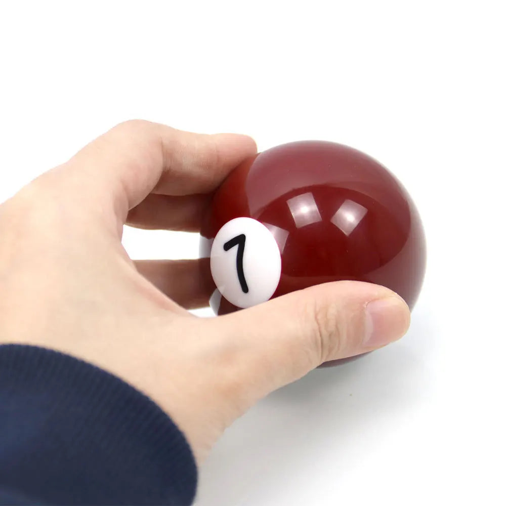 Red and white billiards-style shift knob pair, universal fit for car models. Not actual pool balls.