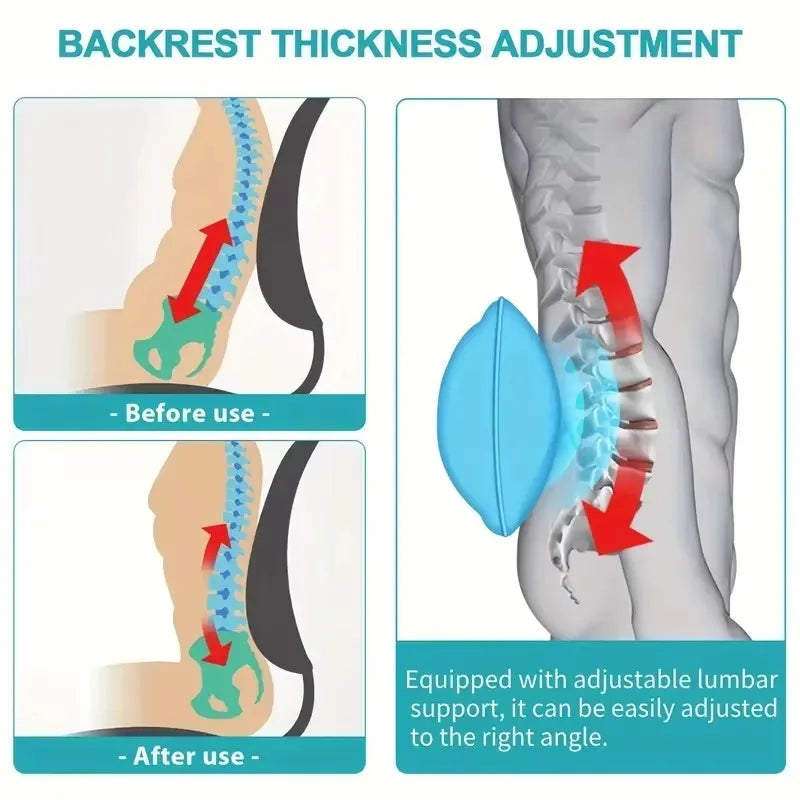'Heated massage cushion with adjustable lumbar. Relieves tension in 9 modes—ideal for lower back pain.'