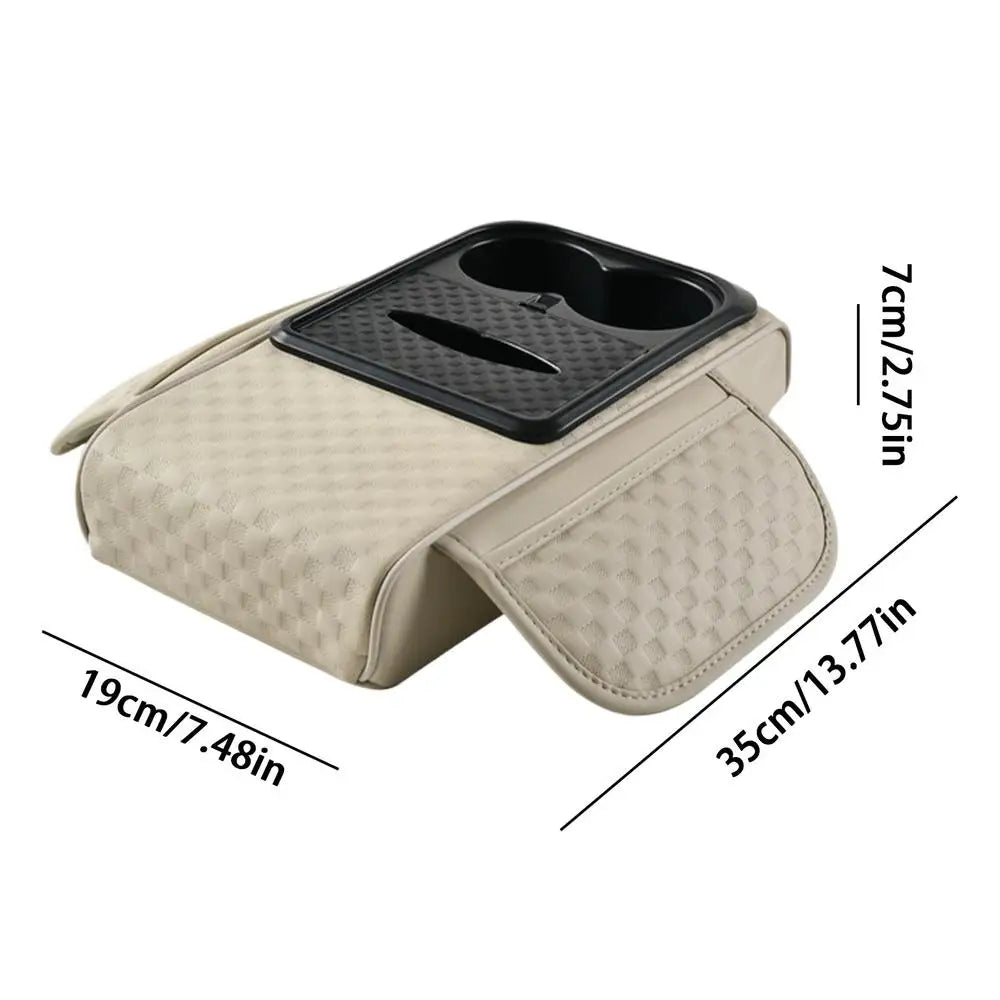 Leather Car Armrest Cover Cushion with Organizer - JustUsRacers