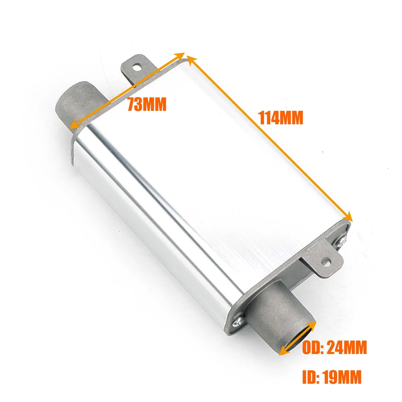 Stainless steel door handle for car, truck, camper van exhaust silencer.
