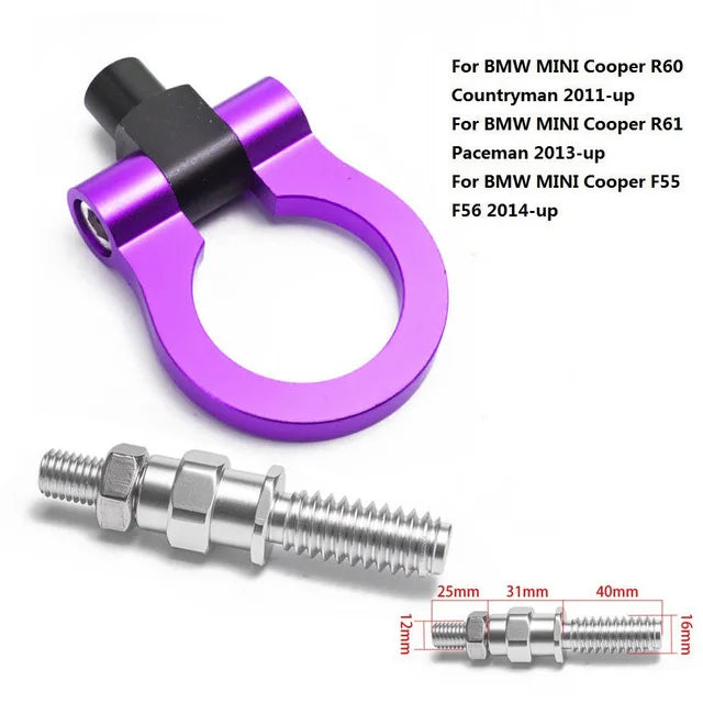 Universal aluminum tow bar with adjustable length for BMW E46, E36, E30, and E90 models. Dimensions: 20mm x 20mm x 20mm (mini