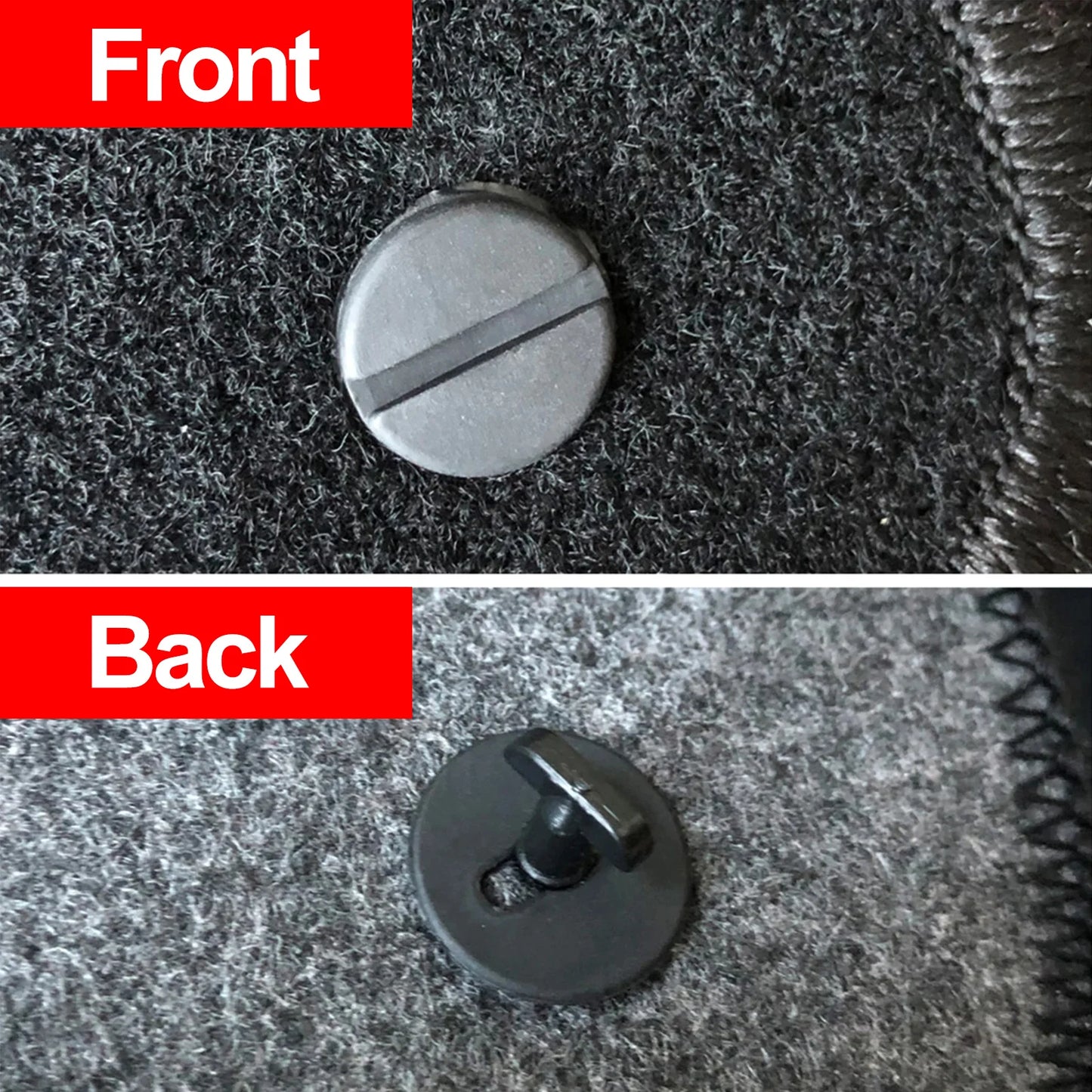 "Black set of 10 carpet clips for BMW E36, E46, E39 models. Securely hold floor mats in place."