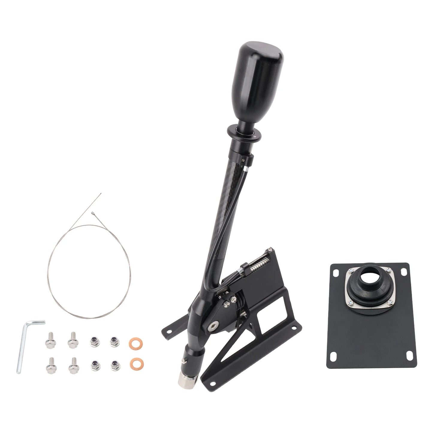 Black BMW short shifter box with included hardware for E36/E46 vehicles.