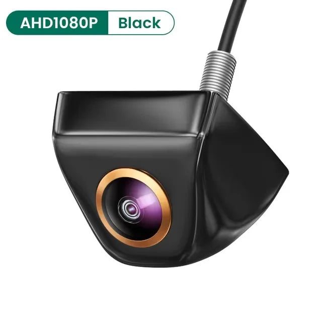 Car rear view camera with 170° fisheye lens and AHD/CVBS output in black. Supports 1080P/720P resolution. Measures: 86mm x 40