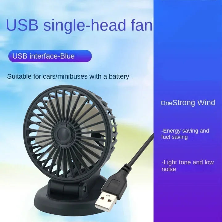 New USB Powered Car Fan Multi-Angle Rotatable Dual Head - JustUsRacers