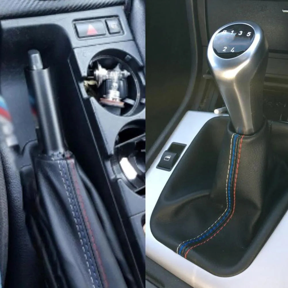 Black leather shift knob and gaiter for BMW 3 Series (E30, E34, E36, E46, M3, Z3) manual transmission. Not for Ford. Easy ins