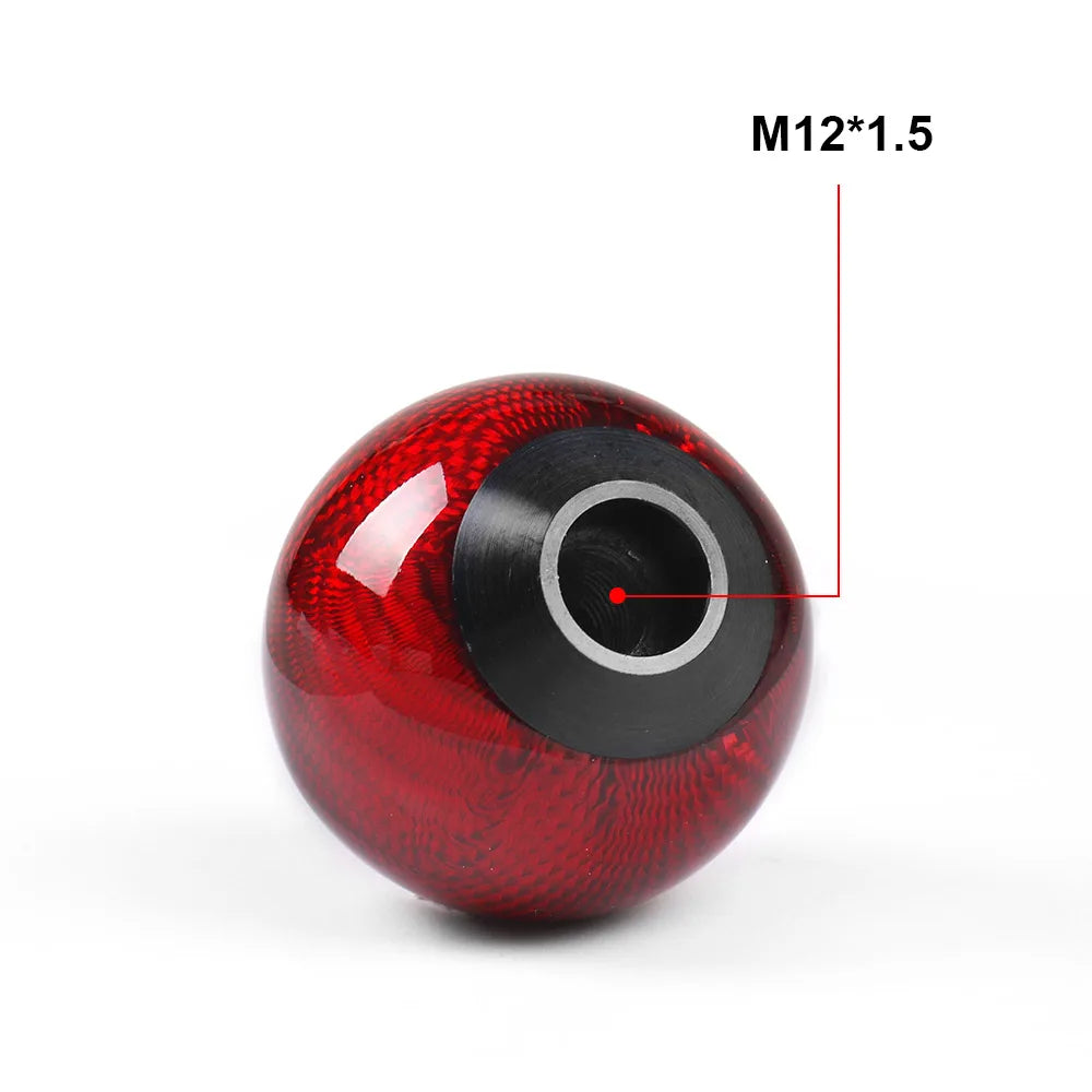 Red/black round gear knob against white, for universal car upgrades. Product visuals may vary slightly from actual item.