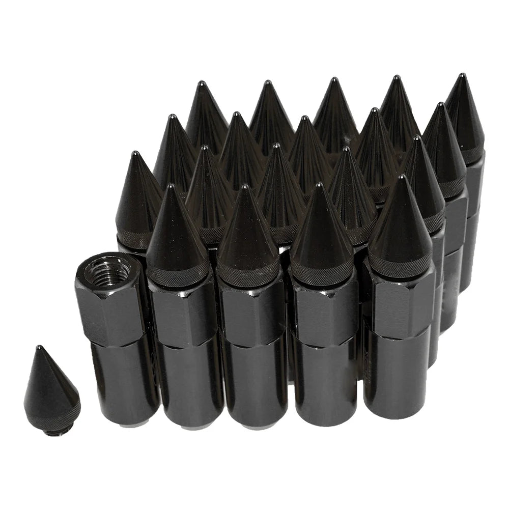20 pieces 12mm aluminum lug nuts with extended length (60mm), black finish (LGLM001).