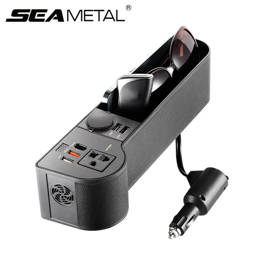 12V/24V to 220V Car Seat Gap Organizer with LED Display - JustUsRacers