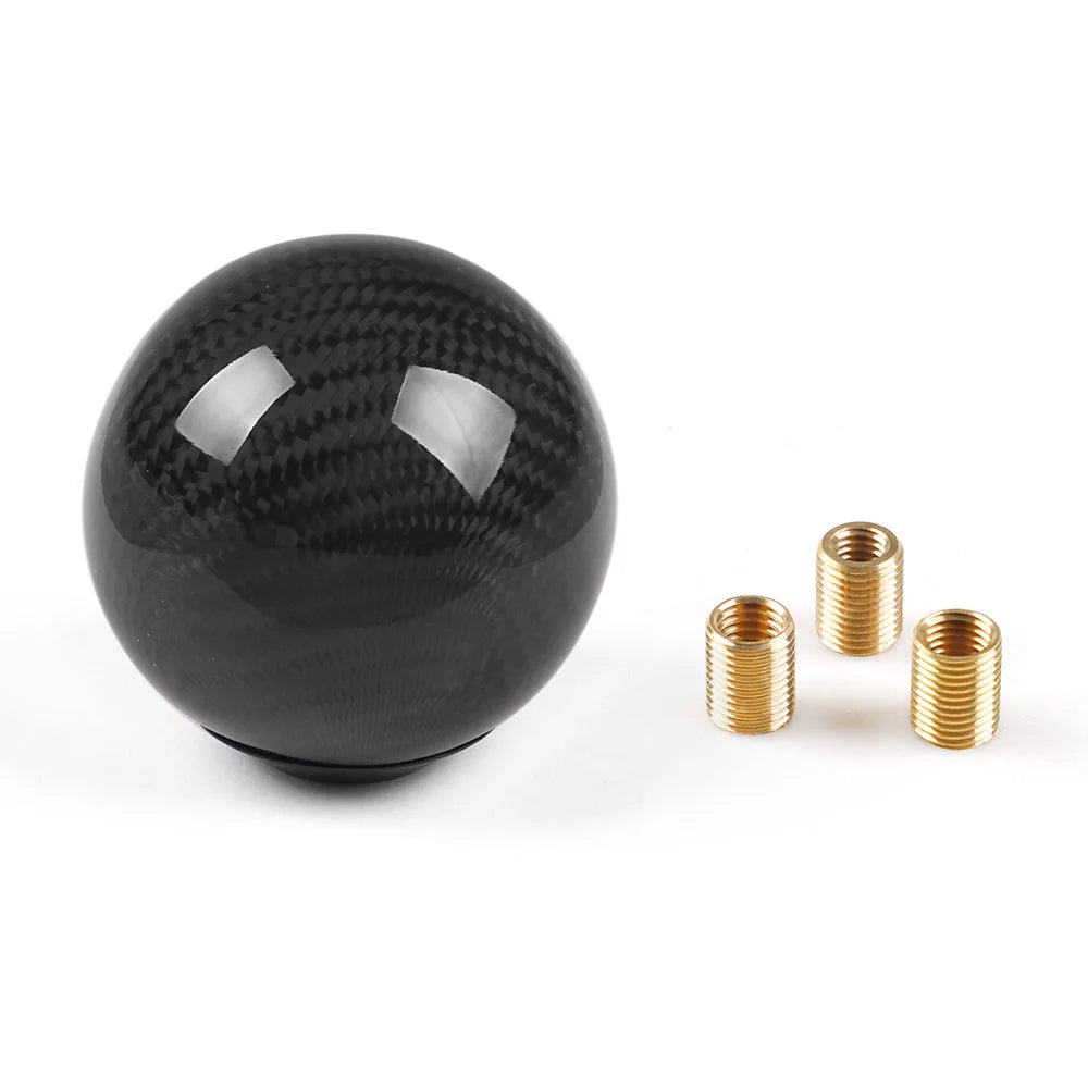 Black round ball gear knob with attached screws - fits universal car shift lever.