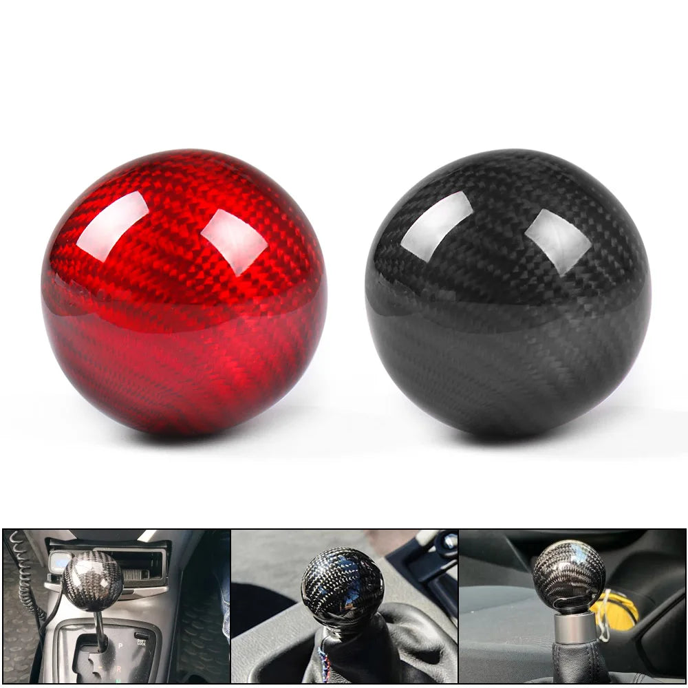 Carbon Fiber Universal Gear Knob Pair - Fits BMW E-Class. Round Ball Style. Replacement for OEM or Upgrade. 2pcs / Lot. Premi