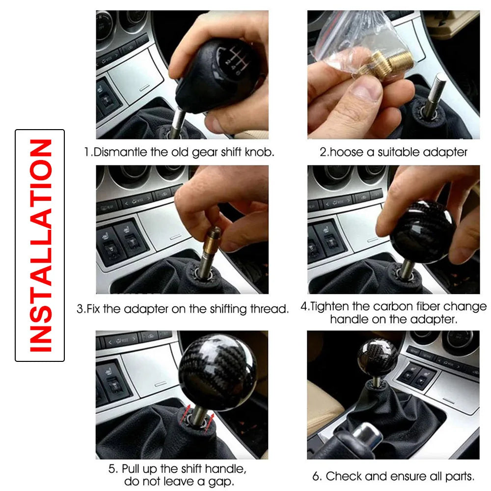 'Universal gear knob. No installation shown.' Keep it tight and useful for accessibility tools.