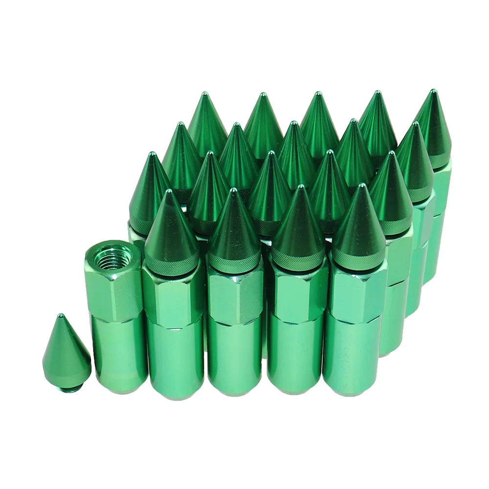 "20pc 12mm extended aluminum lug nuts in green finish (LGLM001)"