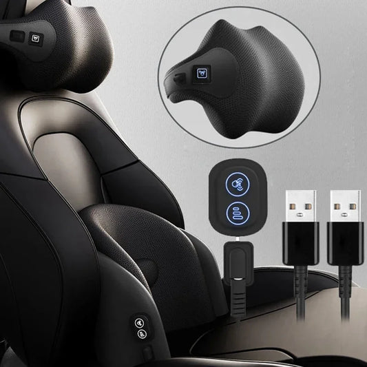 Car massage pillow connects via cable for powered comfort. Fits most seats. Electrical integration included.