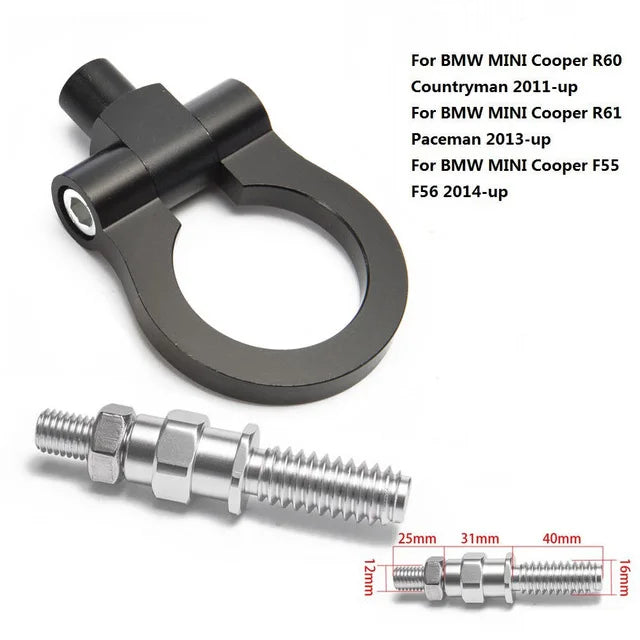 Two black aluminum tow hook installation screws included.