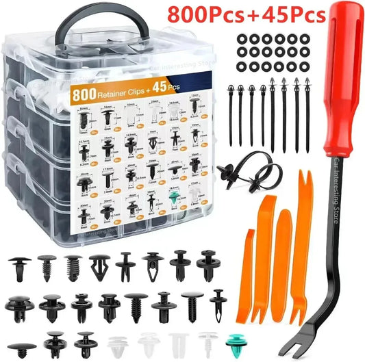 "80-piece electric screwdriver clip kit for car repair and trim work."