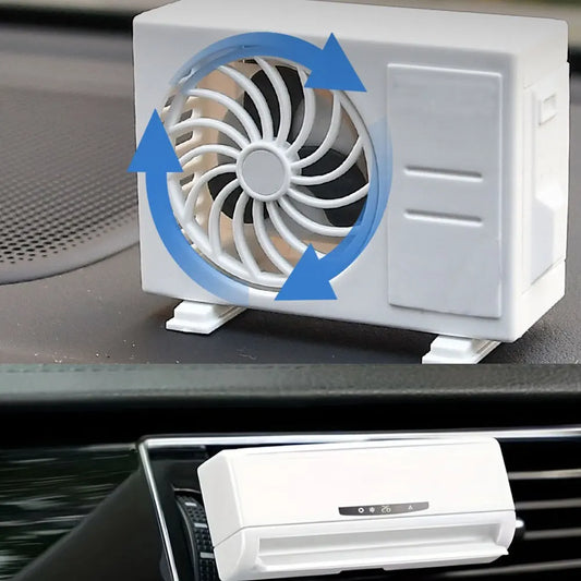 'Mini car air vent decor: lightweight, battery-free. Features a blue directional arrow.'