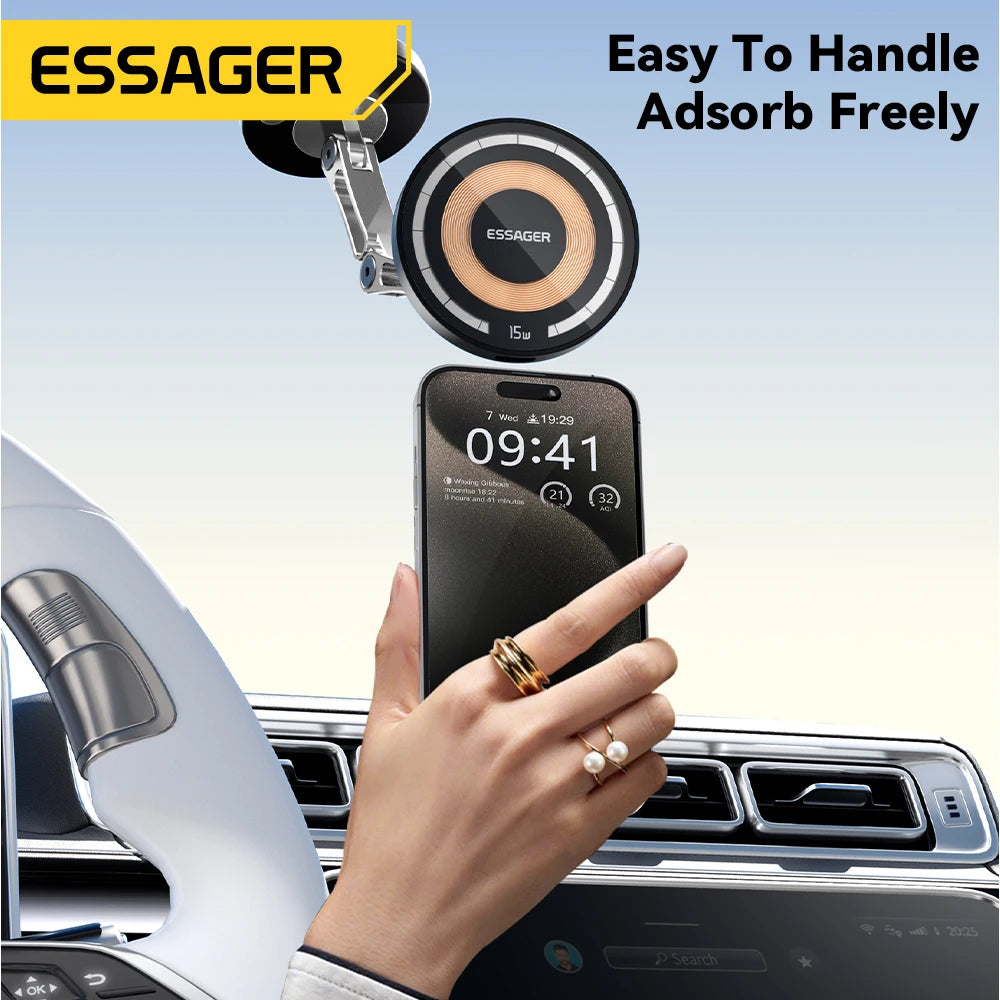 Essager 15W Magnetic Wireless Car Phone Holder - JustUsRacers