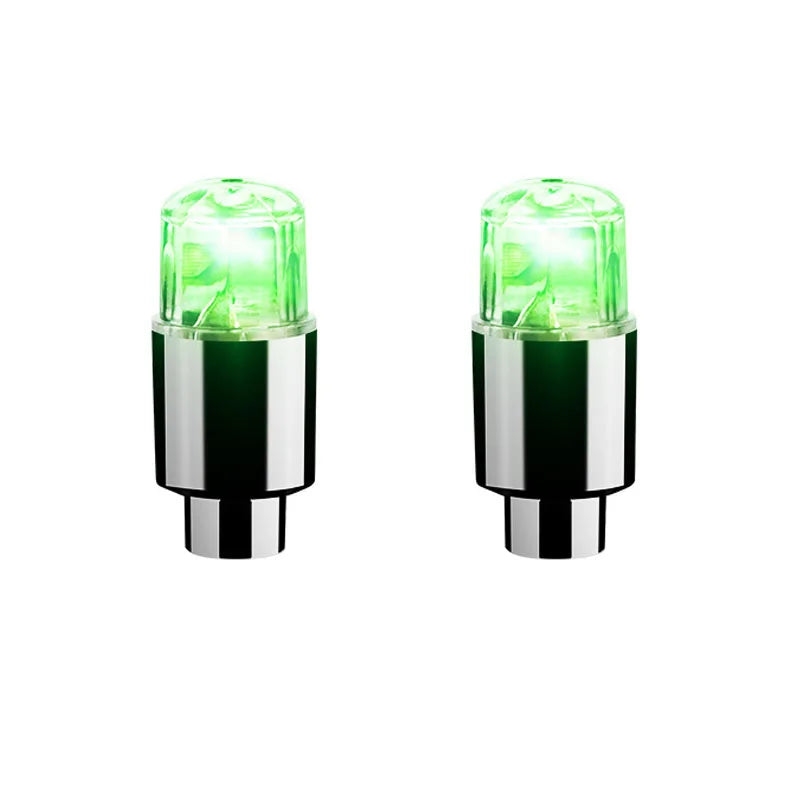 '2-pack: Bicycle valve lights - Neon green LEDs at tire valves'