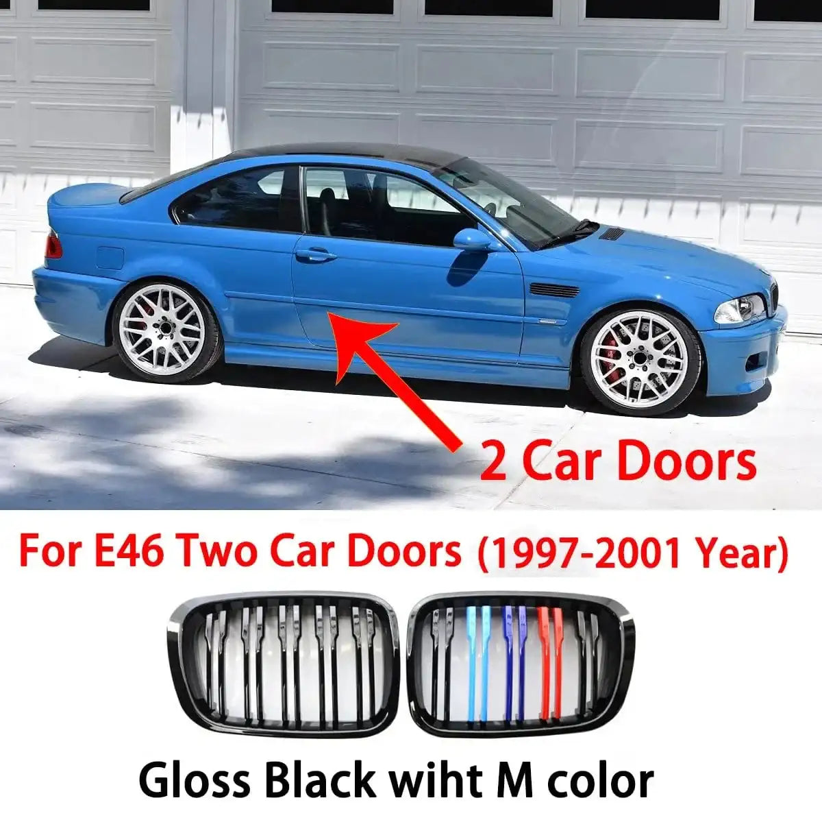 BMW E46 Kidney Grille Double Slats Black – 3 Series 2002–2005 (320i 325i 325xi 330i 330xi 4-Door) - JustUsRacers