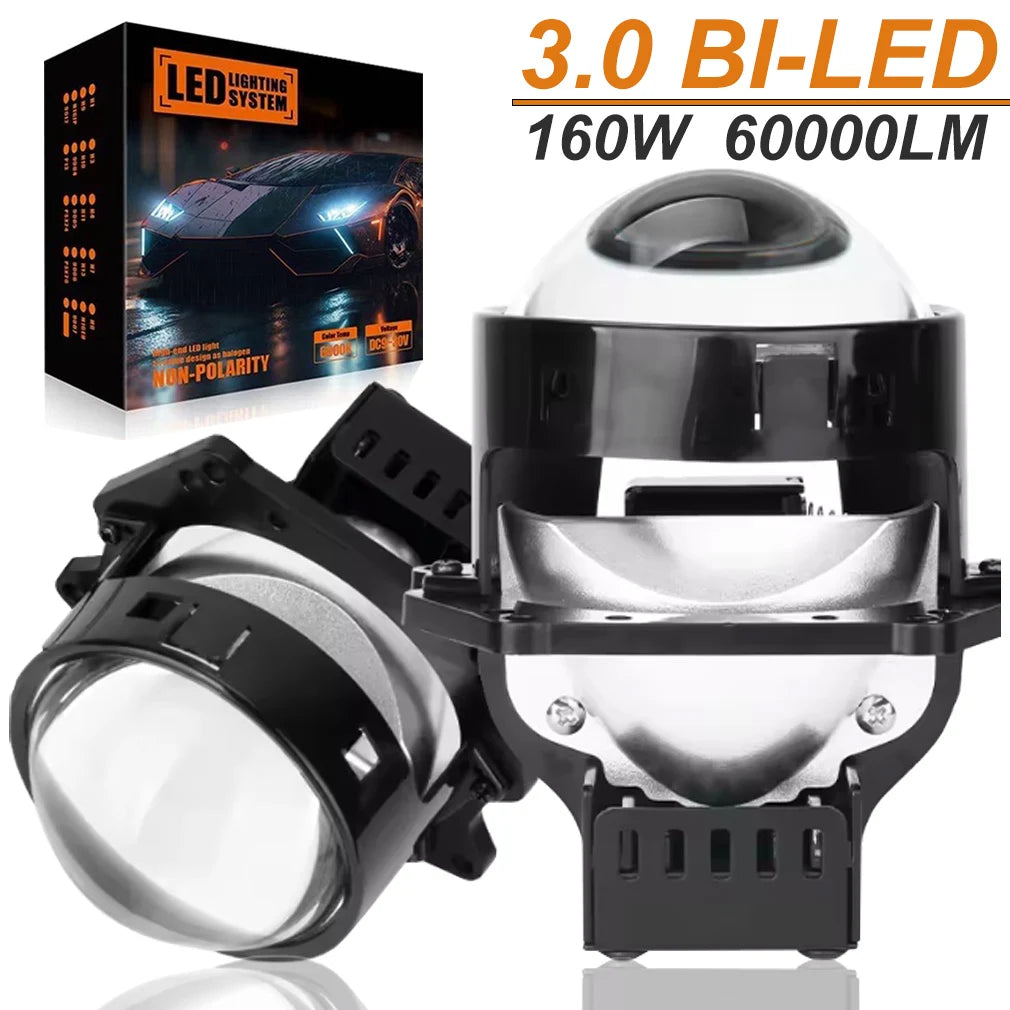 Dual 3'' Bi-LED Projector Lens - Upgrades standard headlights with 6 high-powered CREE LEDs for improved visibility. Universa