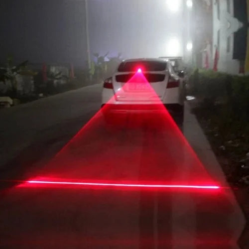 Red Universal LED fog tail light, enhancing car safety with vibrant illumination.