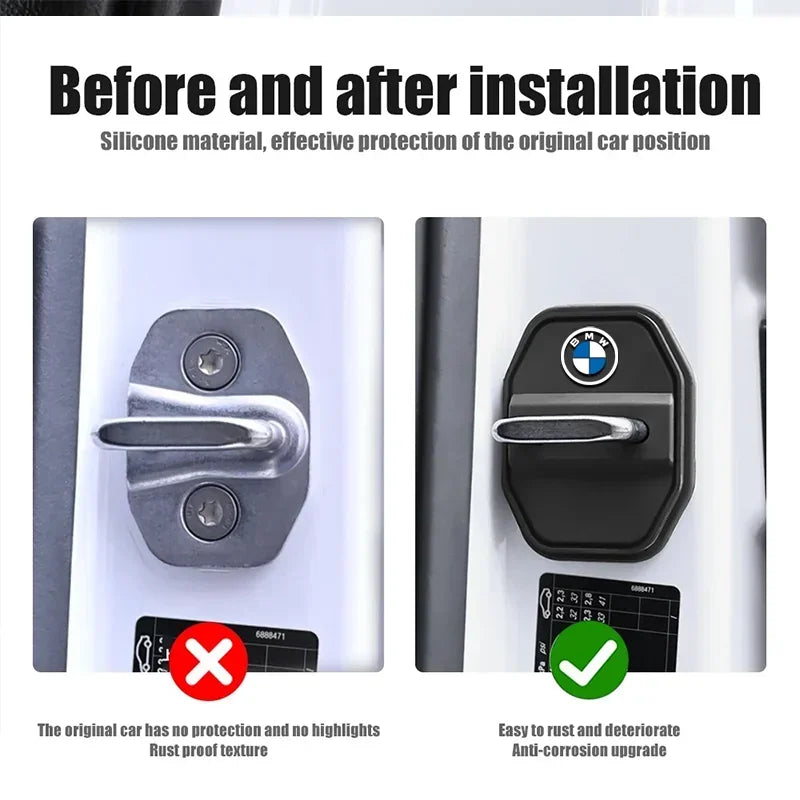 Two BMW E36 E46 door latch cushions with buttons. Soft padding for quieter door closing on BMW E90 E60 X5 models.