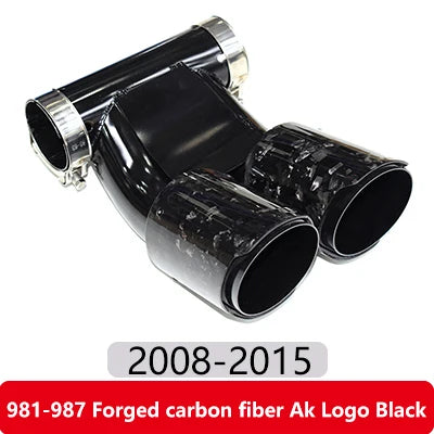 Black Dual Outlet Exhaust Tip on white background for Porsche Cayman and Boxster models (987/981/718, 2009-2024).