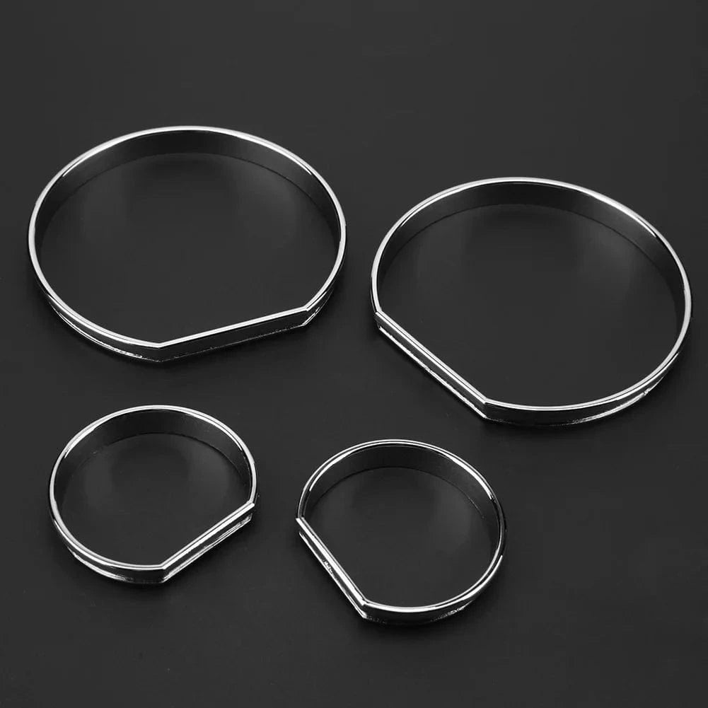 4PCS Chrome Gauge Dash Dial Rings Bezel Trim Speedometer AC for BMW E46 Dashboard Decoration Car Styling Cover Car Accessories - JustUsRacers