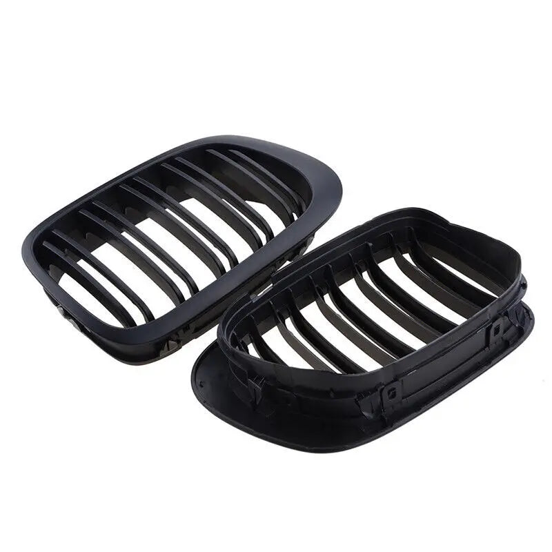 Black anodized aluminum double-line grille for BMW E46 M3 Coupe (1999-2002). Fits front bumper. Made for enthusiasts. Measure
