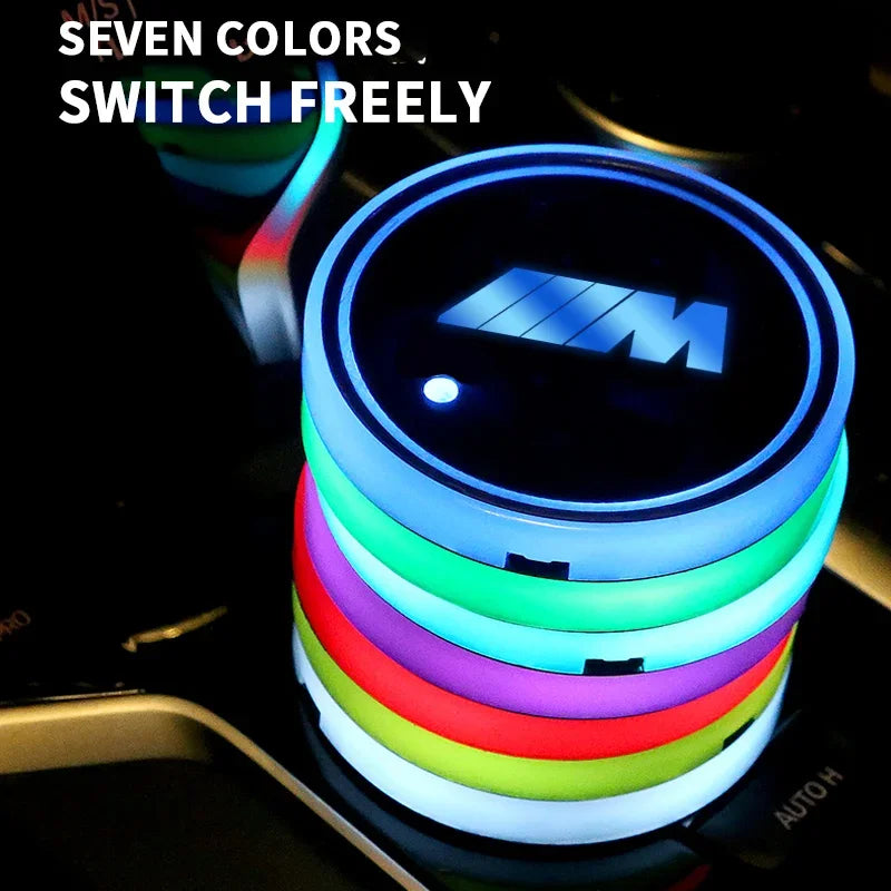 BMW M LED cup holder coaster, illuminated in seven colors, switchable.