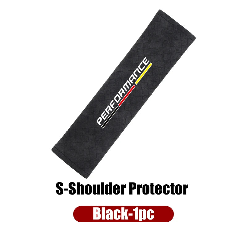 "BMW E36, E39, E46 seat belt shoulder pad cover in black."