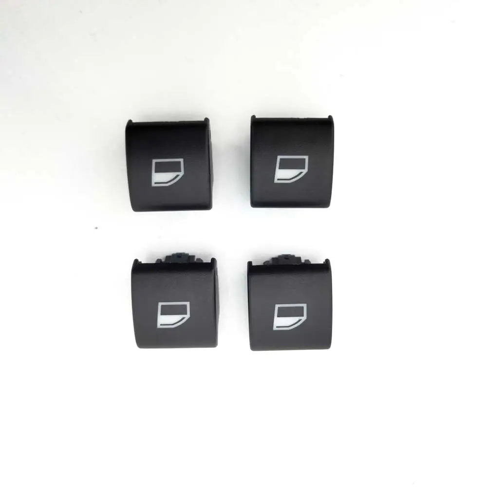 Set of 4 black door handle button caps for BMW E46 models (323i, 325i, 330i, M3).