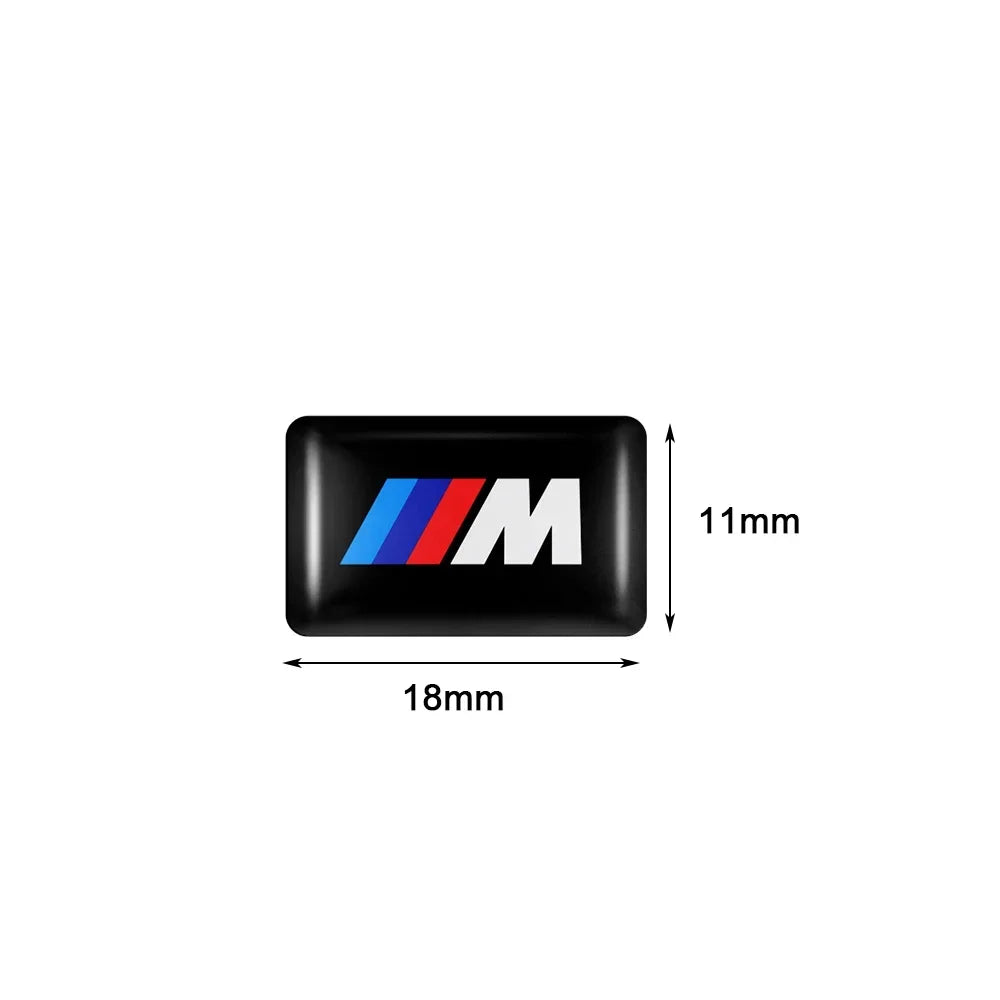 "BMW M Logo Epoxy Sticker for E36, E46, E90, X5, X6 vehicles."