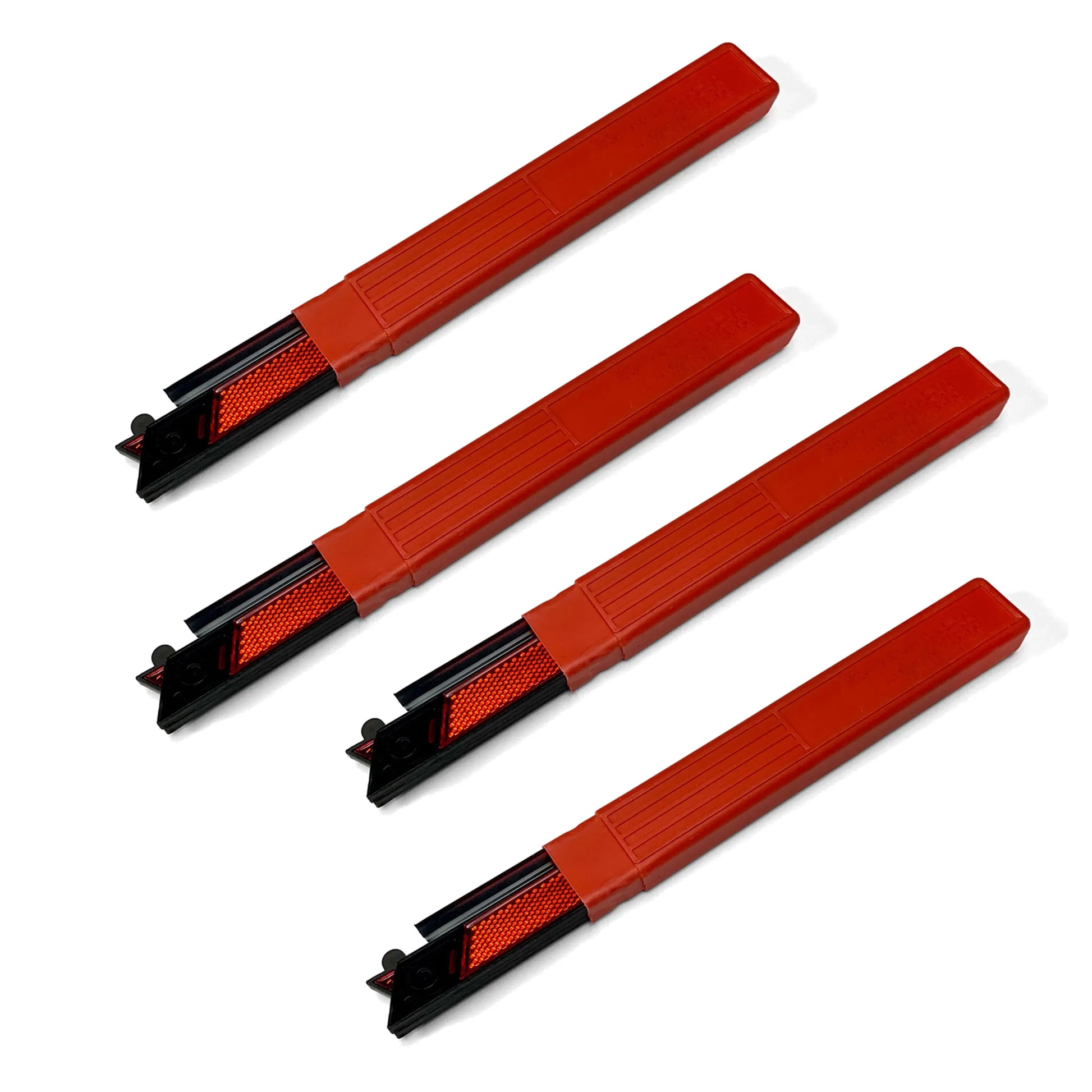 Red foldable triangles - set of 3. Attach to car door handles for emergency visibility. Made of durable plastic.