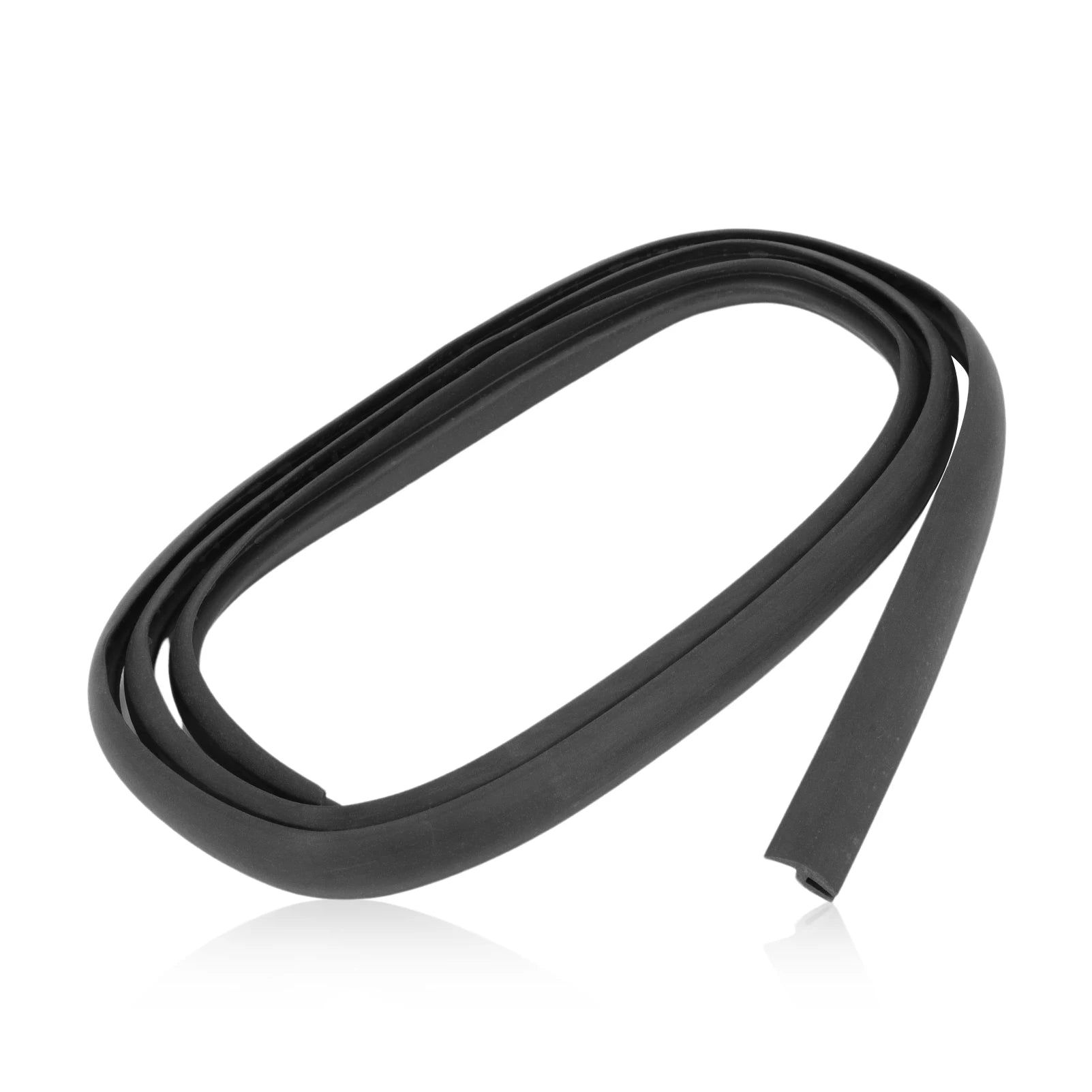 Black rubber seal strip on white background. Fits various BMW models including E46, E36, E60, F30, and F10.
