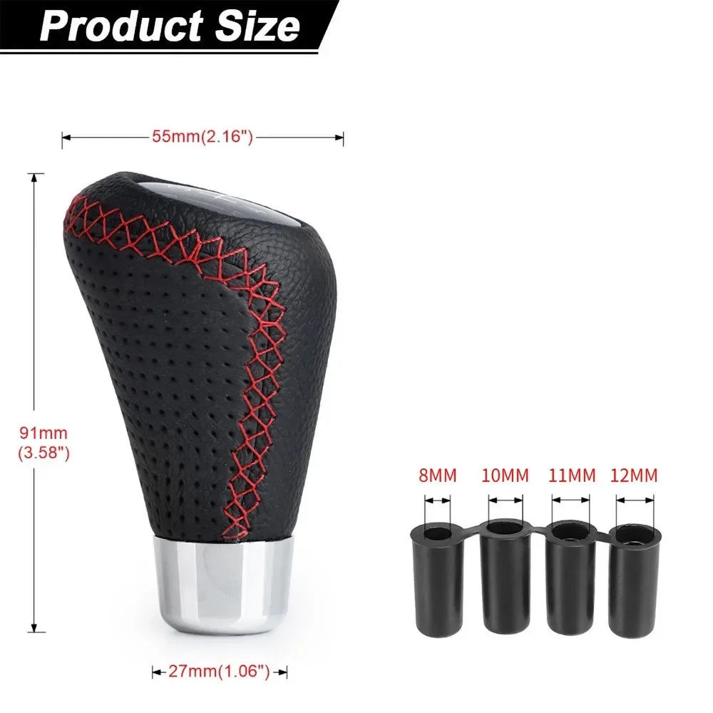 Red leather gear knob. Diameter: 6cm. Five-speed manual. Universal fit for cars. Elevate your ride's style.