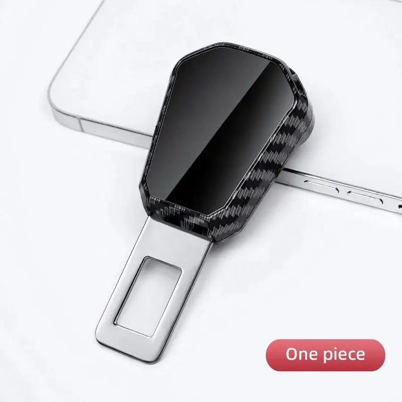 Metal seat belt extender with USB plug — fits one car model. Sleek, durable design.