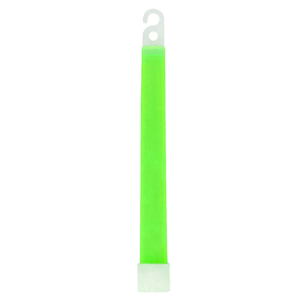 6-inch glow stick with white handle. Ideal for camping, hiking, or emergency situations.