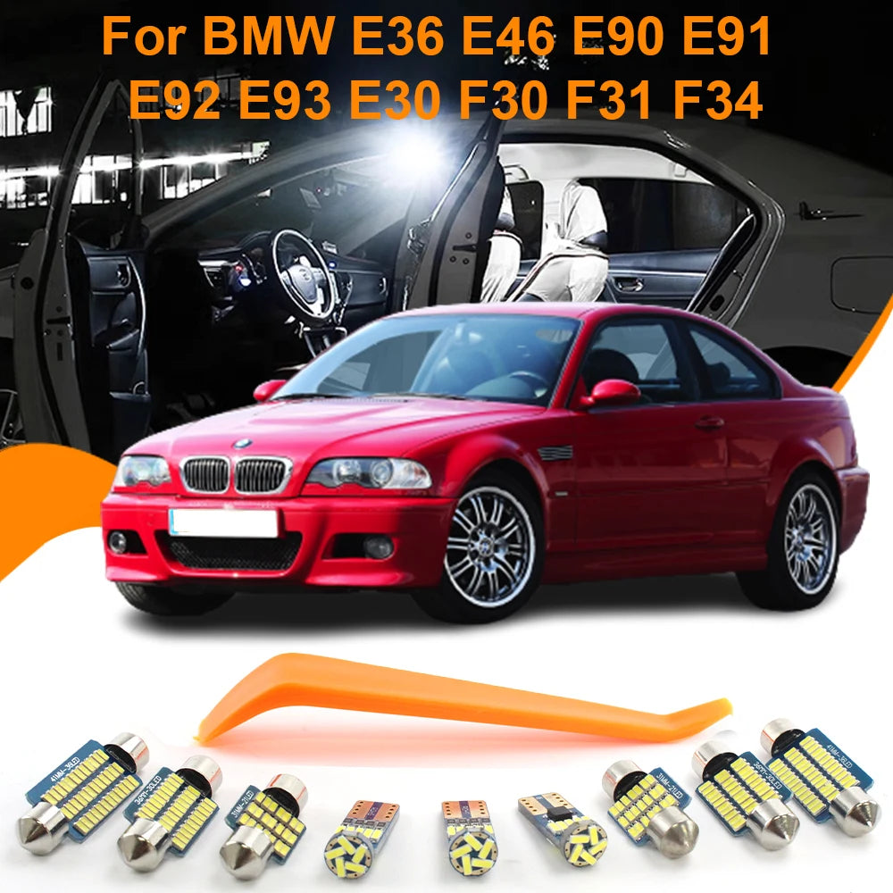 BMW LED Interior Lights fit E36, E46, E90/E91/E92/E93, F30/F31/F34 - OEM-style upgrade. Compatibility: E36: '91-'98. E46: '98