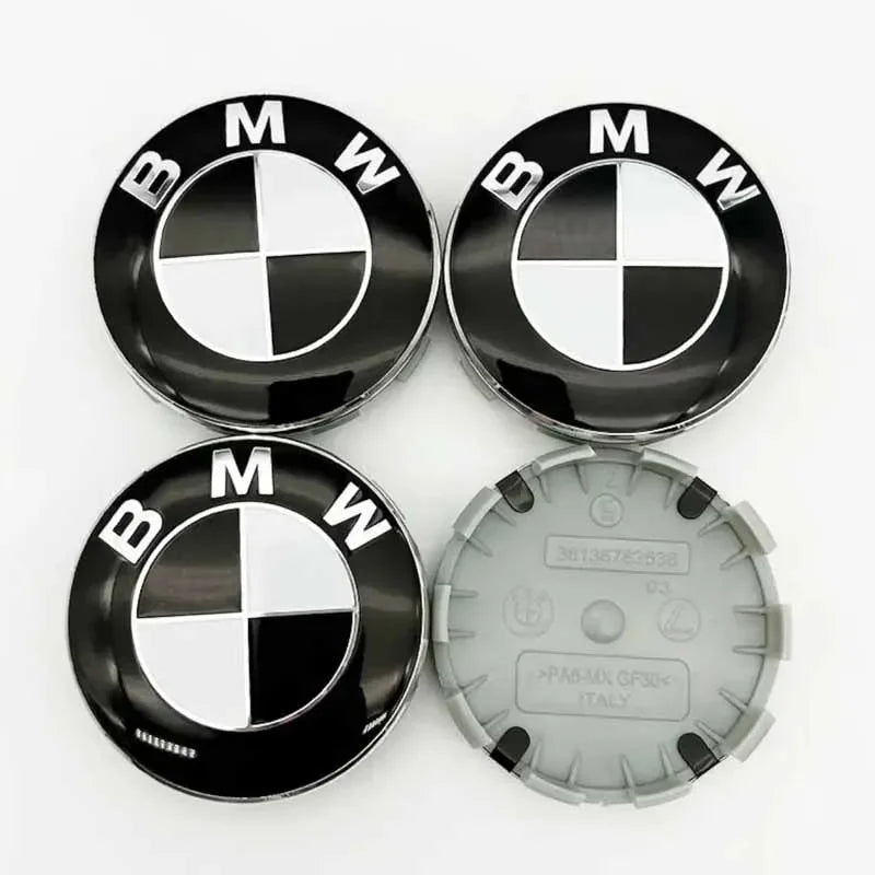 Set of 4 BMW wheel center caps, diameter options 56mm and 68mm.

or

Four BMW wheel center caps in two sizes: 56mm and 68mm.