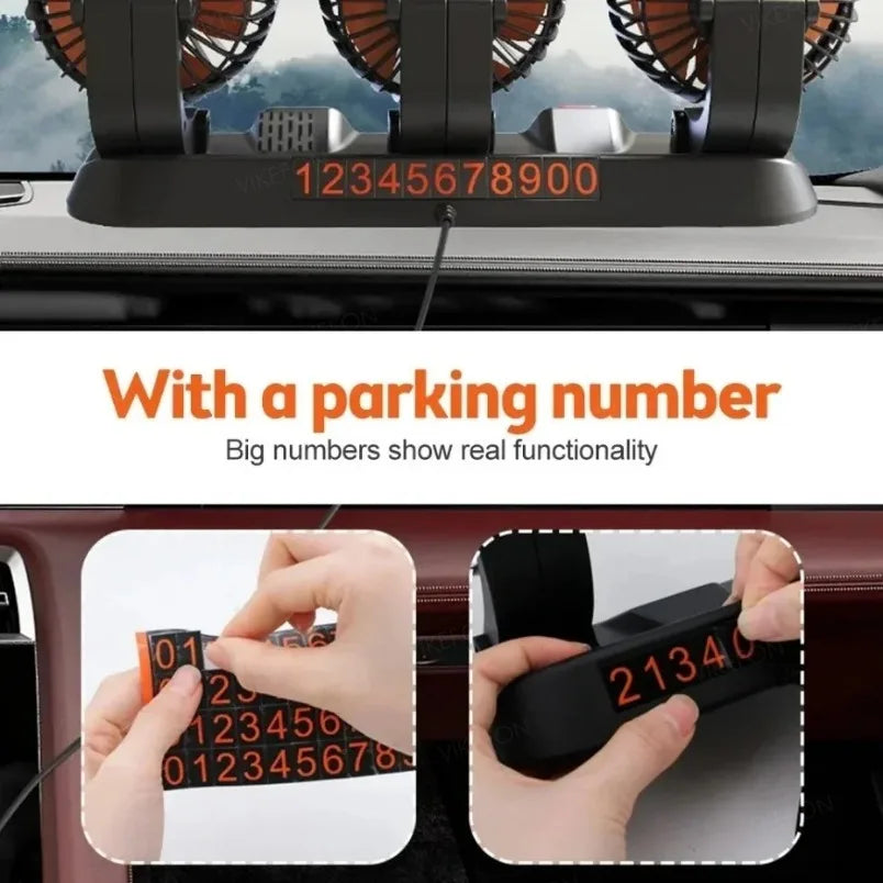 New USB Powered Car Fan Multi-Angle Rotatable Dual Head - JustUsRacers