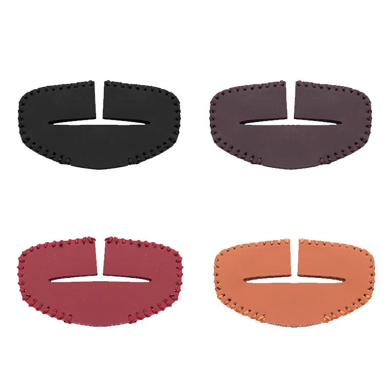 'Set of 4 leather buckle protectors. Fits car seats and jewelry. Premium leather. Size: 80x30mm each.'