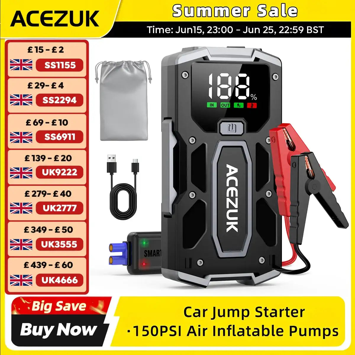 12800mAh 3000A Car Jump Starter Power Bank - JustUsRacers