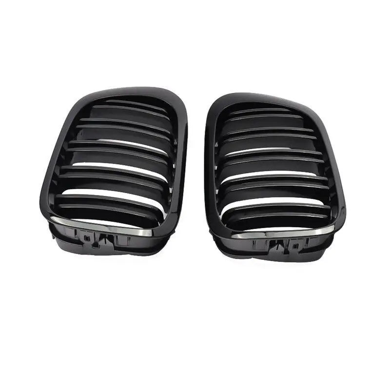 BMW E46 M3 Coupe front grille - pair of black double-line kidney grilles for improved styling and OEM fit. Measure before pur