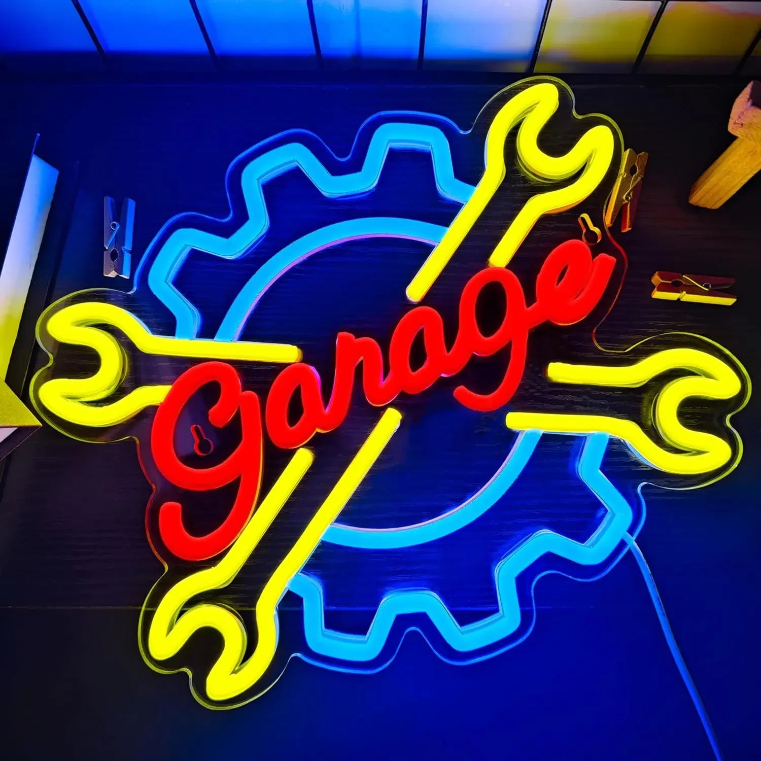 Garage Neon Sign Wrench Shaped LED Light - JustUsRacers