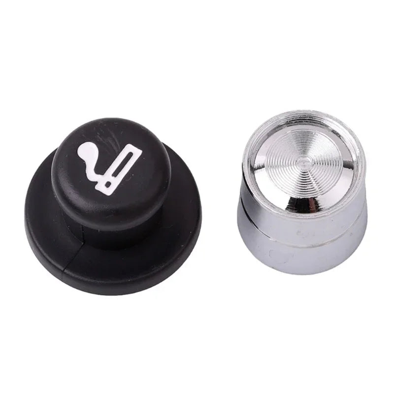 Black twin knobs with white 'SECRET STASH' label - hidden diversion car lighter + pill box combo. Fits BMW E46/E36/E30 models