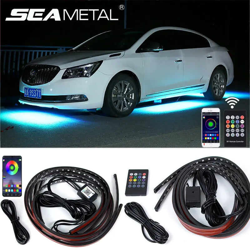 SEAMETAL 4Pcs Car Underglow Neon Accent Strip - JustUsRacers